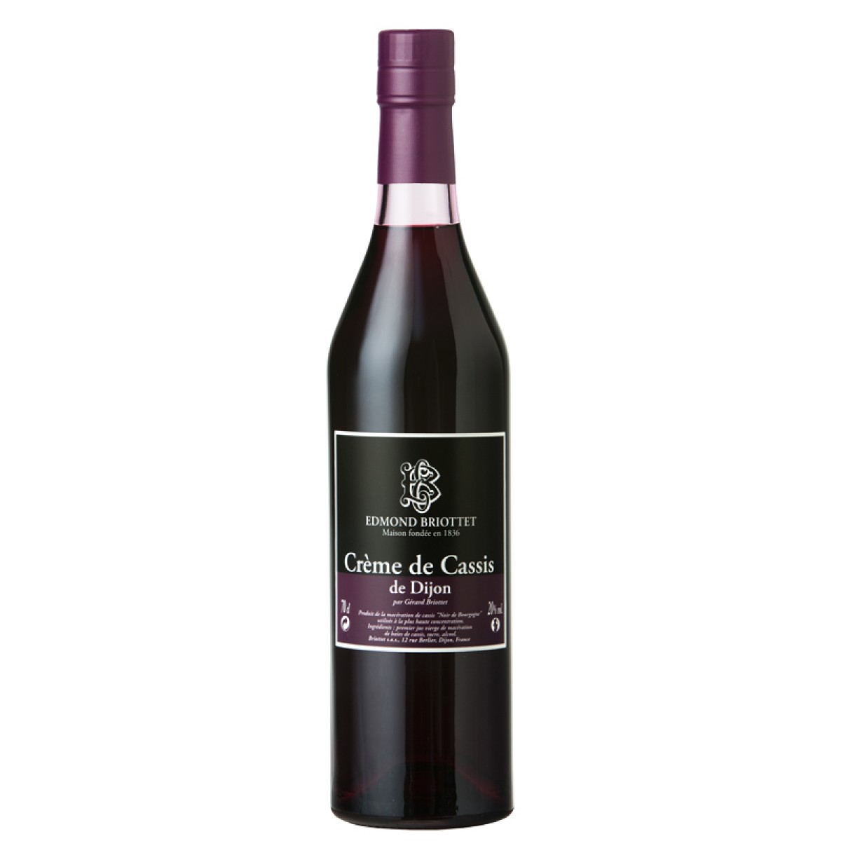 Crème Cassis de Dijon par Gérard Briottet 20 70cl Briottet Saveurs de Bourgogne Vente de