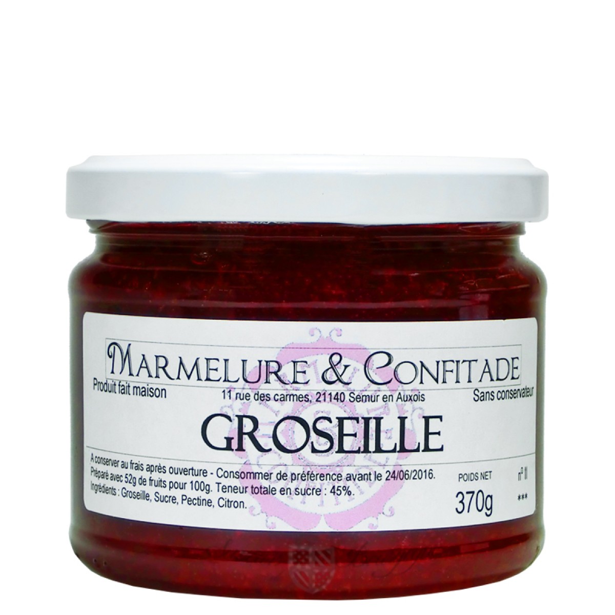 Confiture Groseille 370g Marmelure & Confitade Saveurs de Bourgogne
