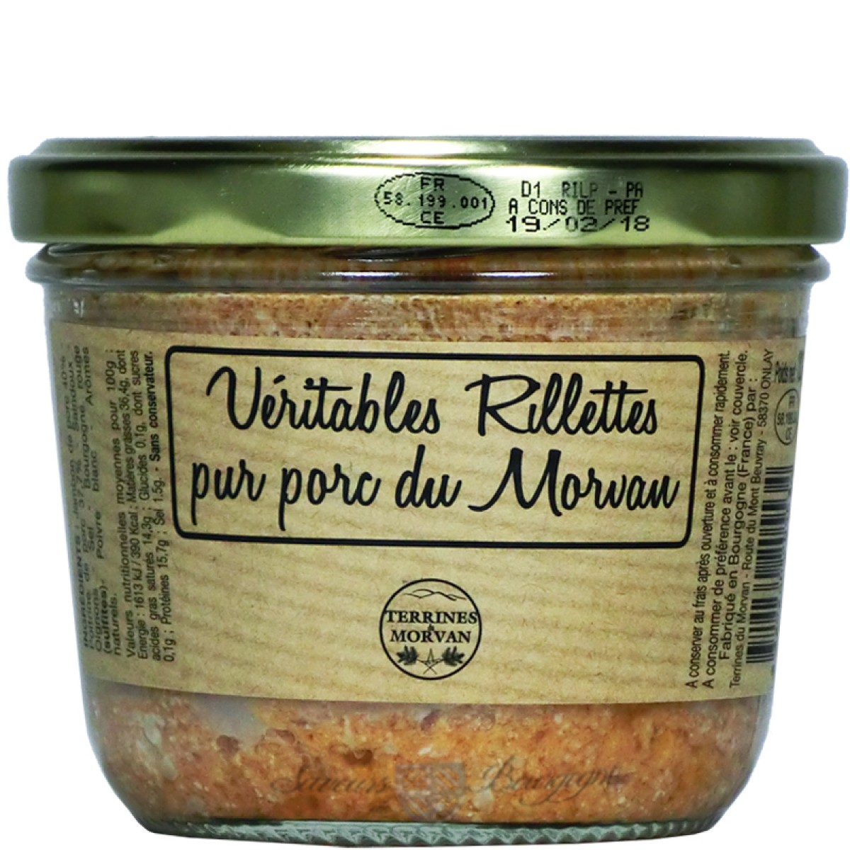 Véritables rillettes pur porc du Morvan 180g Terrines du Morvan