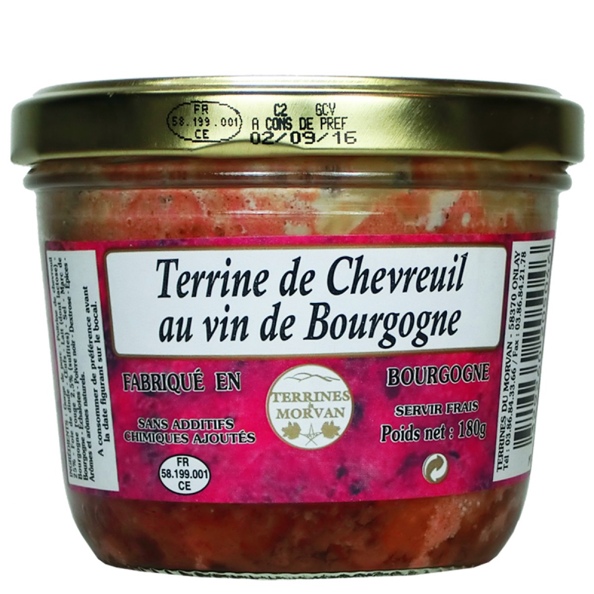 Terrine de chevreuil au vin de Bourgogne 180g Saveurs de Bourgogne