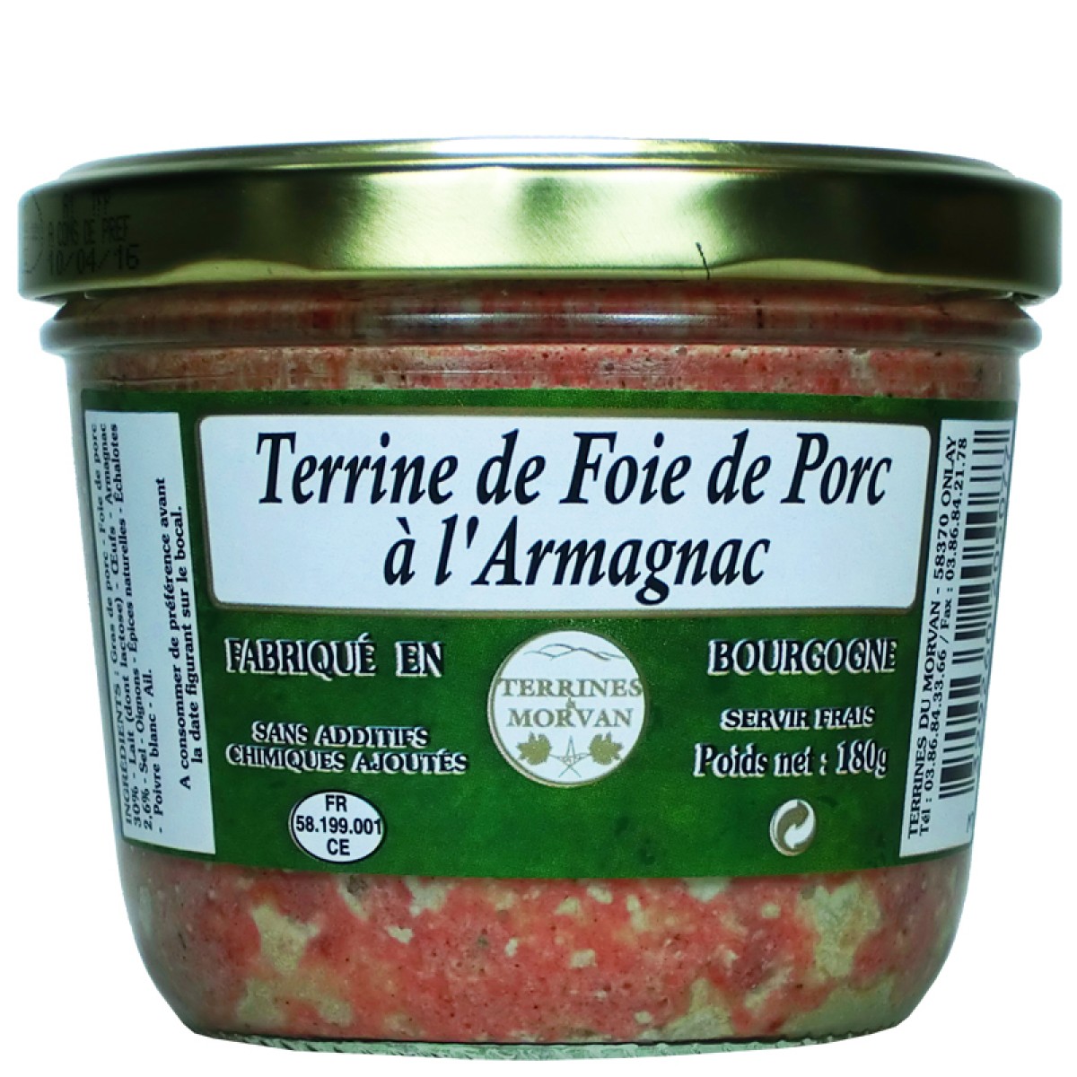 Terrine de Foie de Porc à l'Armagnac 180g Saveurs de Bourgogne