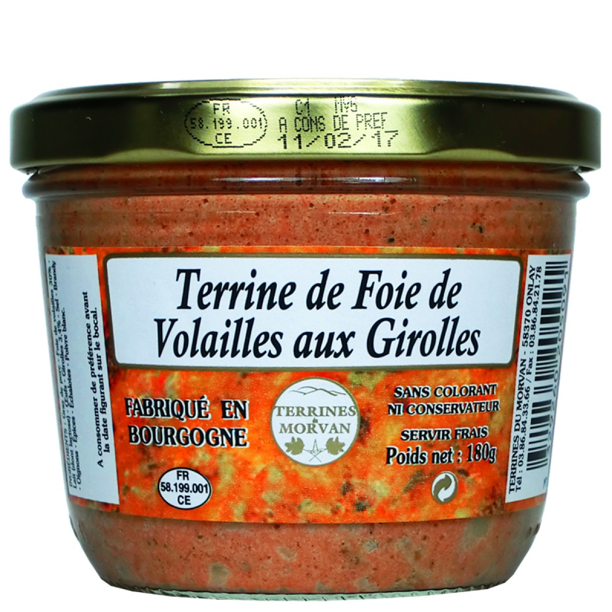 Terrine de Foie de Volailles aux Girolles 180g Saveurs de Bourgogne
