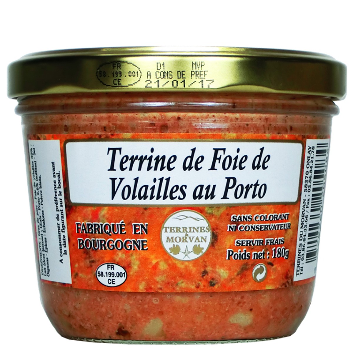 Terrine de foie de volaille au porto 180g Saveurs de Bourgogne