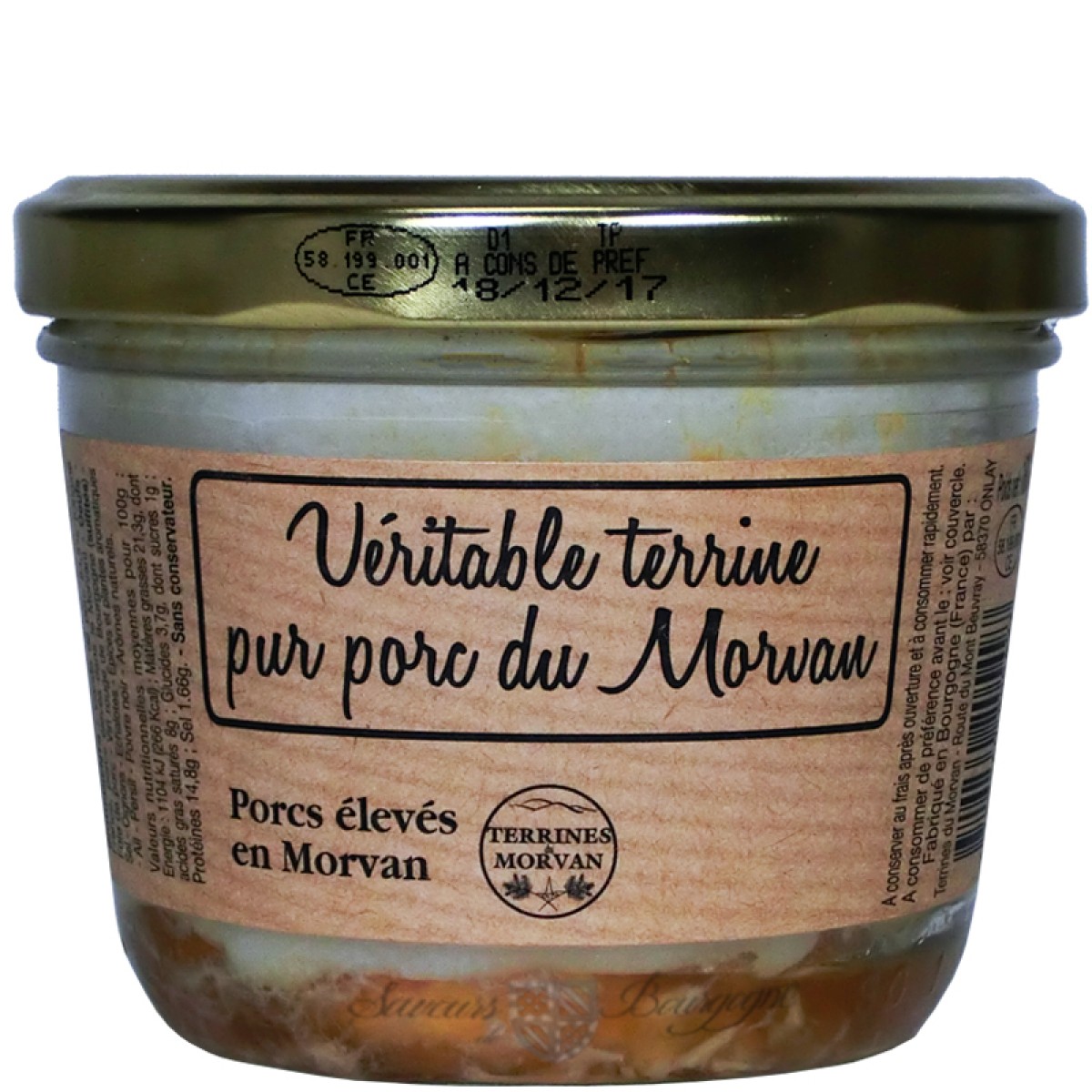 Véritable terrine pur porc du Morvan 180g (Porcs élevés en Morvan