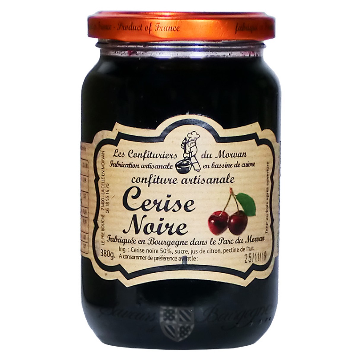 Confiture Cerise noire 380g Confiturier du Morvan Confitures Sucré