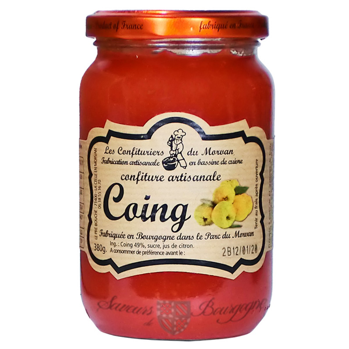 Confiture Coing 380g Confiturier du Morvan Saveurs de Bourgogne Vente de produits du terroir
