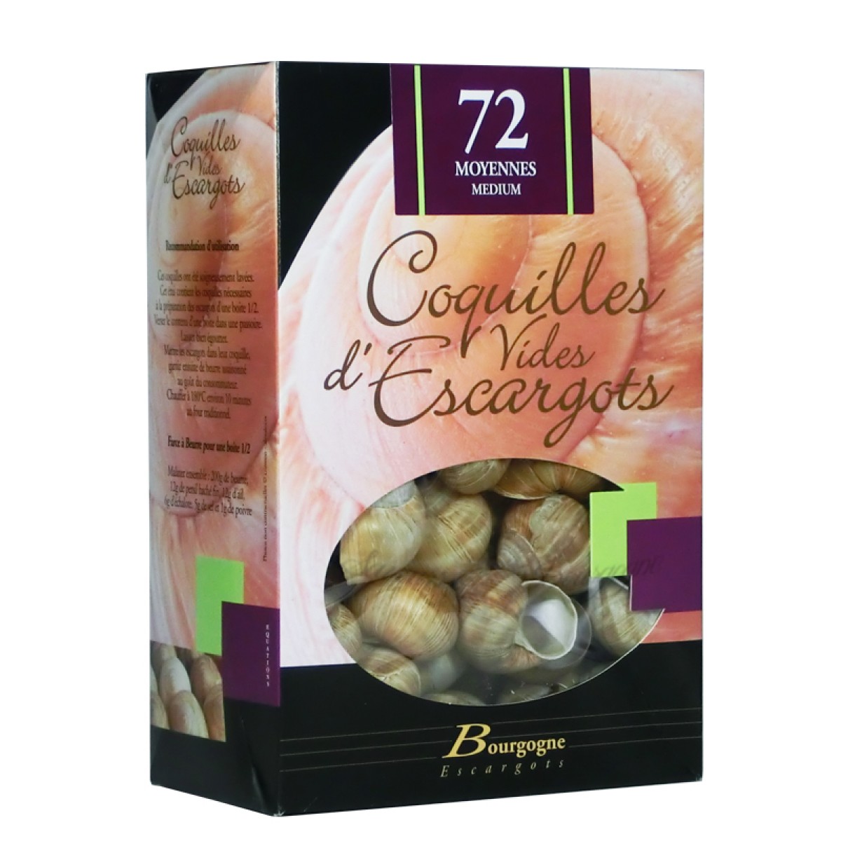 Coquilles d'escargots "Moyenne" étui de 72 Bourgogne Escargots