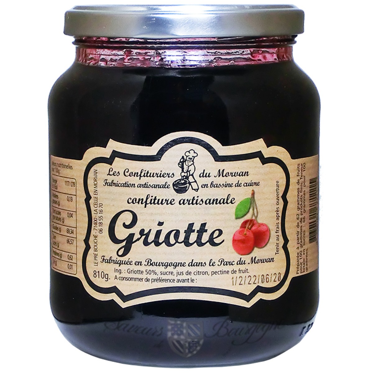 Confiture Griotte 810g Confiturier du Morvan Saveurs de Bourgogne