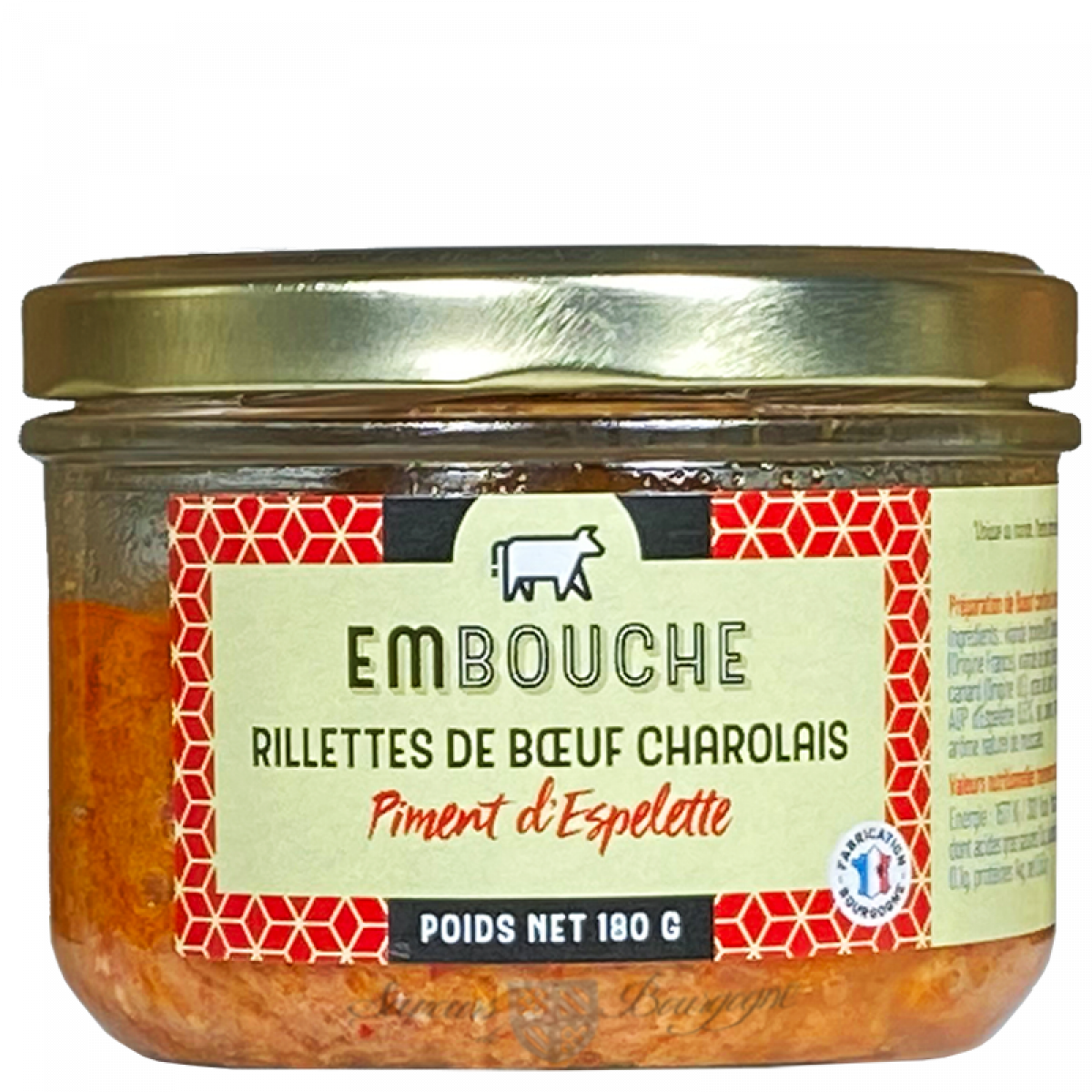 Rillettes de Bœuf Charolais au piment d'Espelette 180g - Terrines du ...