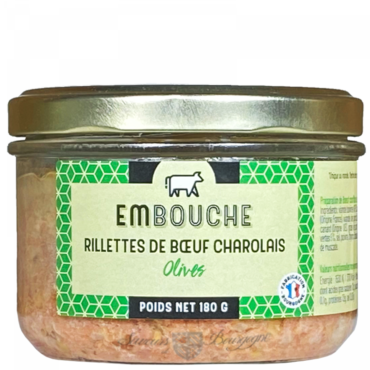 Rillettes de Bœuf Charolais aux Olives 180g Terrines du Morvan Saveurs de Bourgogne Vente