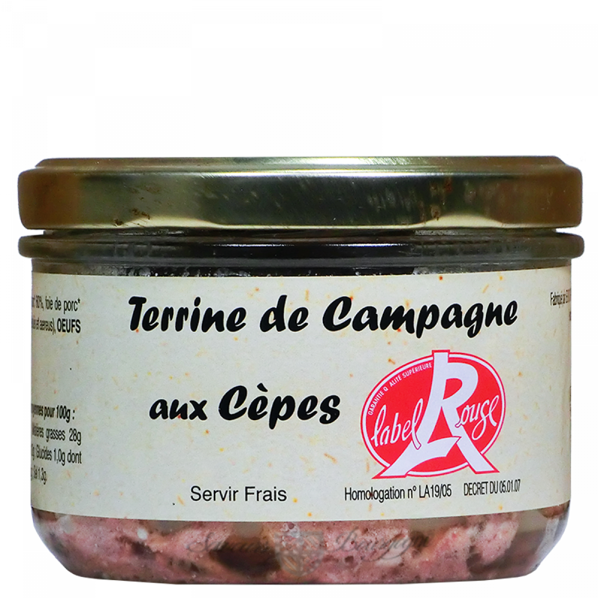Terrine de campagne aux cèpes 180g Label Rouge Saveurs de Bourgogne