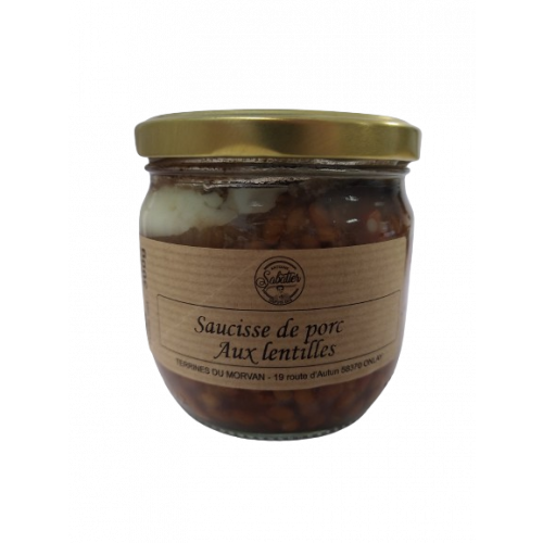Saucisse de porc Aux lentilles 300g  Antoine Sabatier