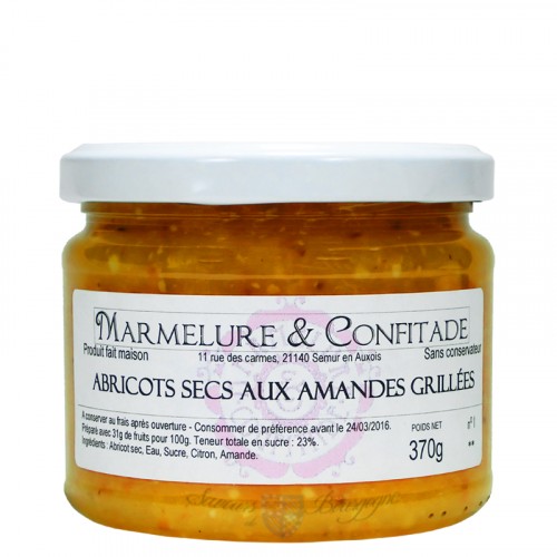 Confiture Abricots secs aux amandes grillées 370g Marmelure & Confitade