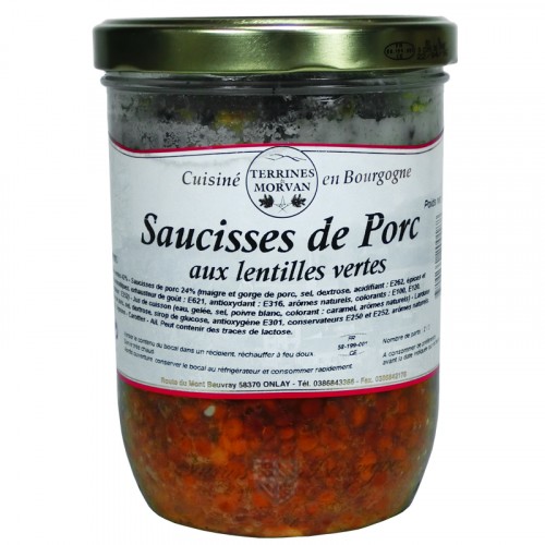 Saucisses de porc aux lentilles vertes 750g