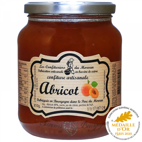 Confiture Abricot 810g Confiturier du Morvan Médaille Or CGA 2020
