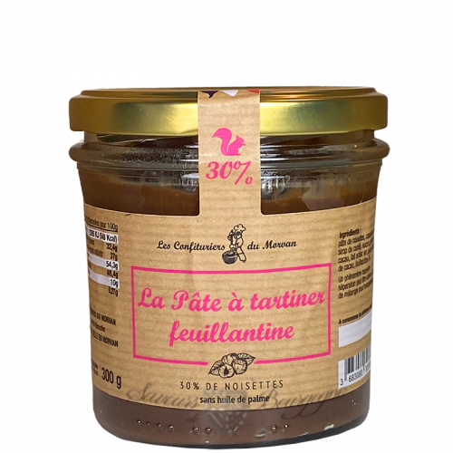 La pâte à tartiner feuillantine 30% de noisettes 300g - Confiturier du Morvan