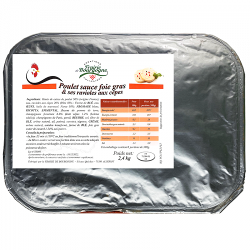 Poulet sauce foie gras et ses Ravioles aux Cèpes 2.4Kg - Frairie de Bourgogne