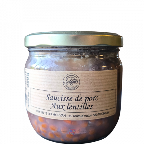 Saucisse de porc Aux lentilles 300g  Antoine Sabatier