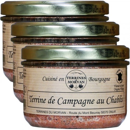 Terrine de campagne au Chablis 180g x 2 + 1 Gratuit