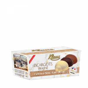 Escargots de Bourgogne Chocolat Noir, Lait et blanc Praliné ballotin 280g - Klaus