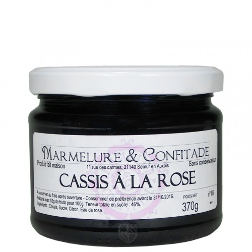 Confiture Cassis à la rose 370g Marmelure & Confitade