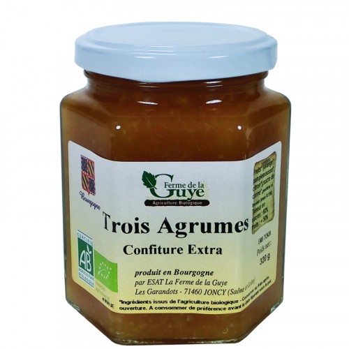 Confiture 3 Agrumes 320g  Bio ferme de Guye