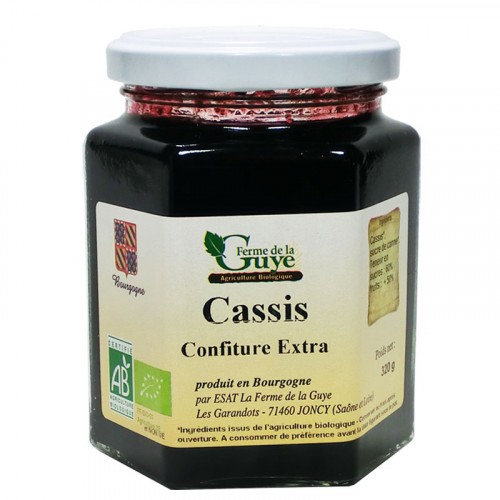 Confiture Cassis 320g Bio ferme de Guye