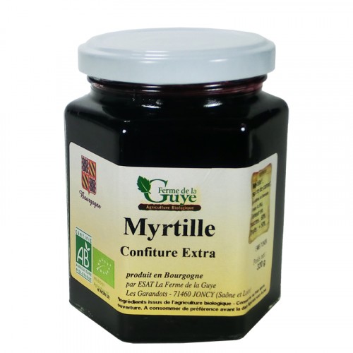 Confiture Myrtille 320g bio ferme de Guye