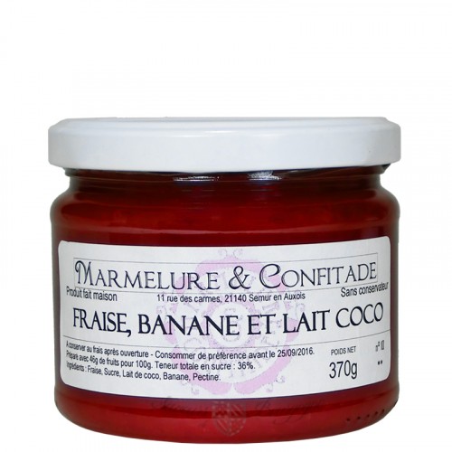 Confiture Fraise, banane et lait coco 370g Marmelure & Confitade