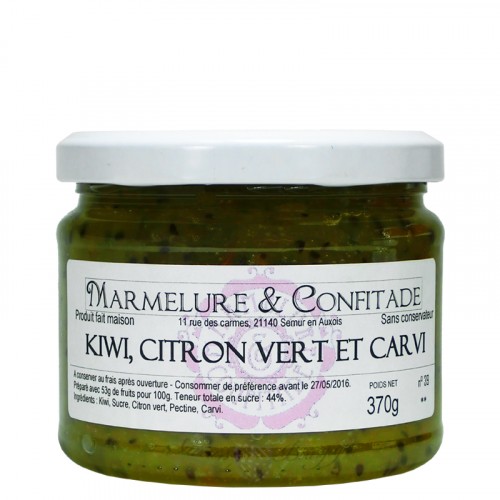 Confiture Kiwi, citron vert et carvi 370g Marmelure & Confitade