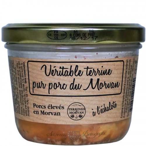 Véritable terrine pur porc du Morvan à l'échalote 180g (Porcs élevés en Morvan)