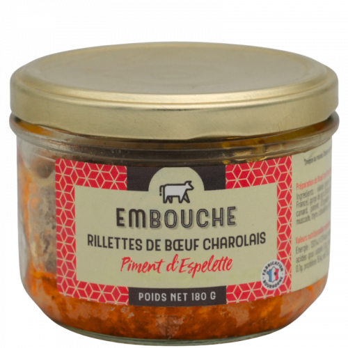 Rillettes de Bœuf Charolais au piment d'Espelette 180g - Terrines du Morvan