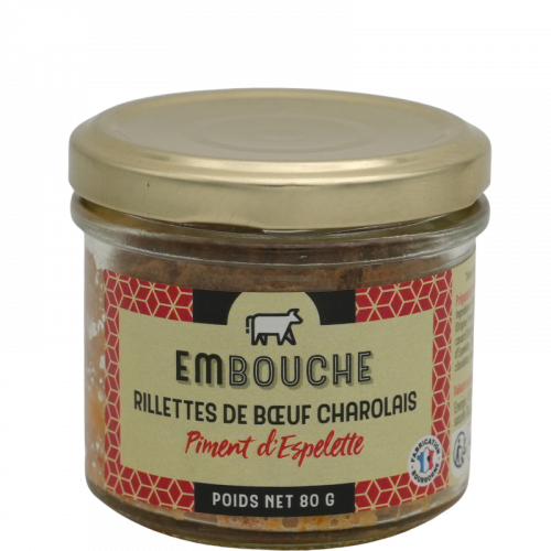Rillettes de Bœuf Charolais au piment d'Espelette 80g - Terrines du Morvan
