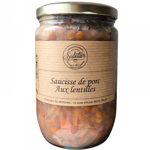 Saucisse de porc Aux lentilles 600g Antoine Sabatier