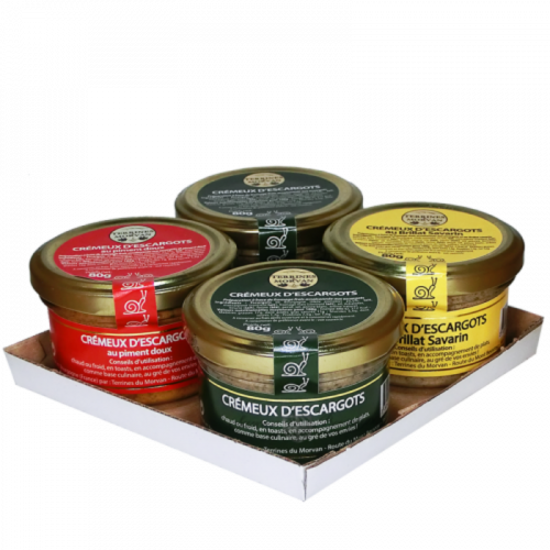 Lot de 4 crémeux d'escargots à tartiner 80g au Brillat Savarin et au paprika
