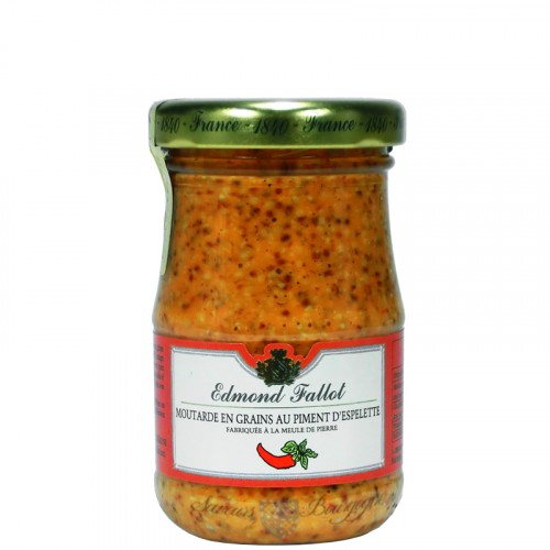 Whole grain mustard with Espelette chili peper 100g Fallot